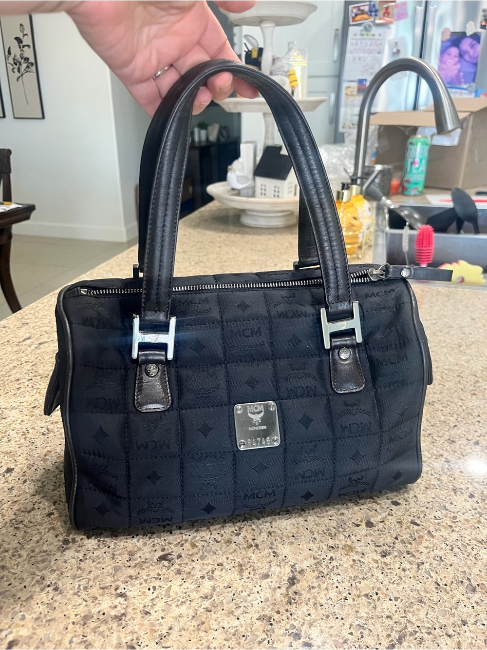 🔥🔥 Black MCM Nylon & Leather Munchen Boston Satchel/ Handbag (GUC)🔥🔥